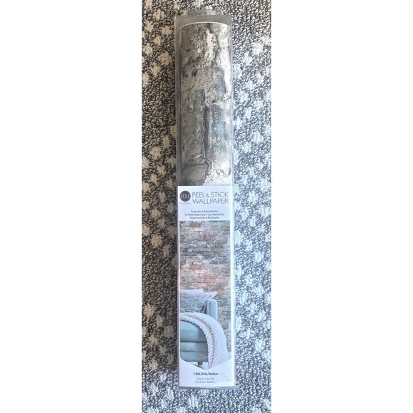 RoomMates Peel & Stick Wallpaper Weathered Brick Alley Multi Colored Vinyl Stone - Picture 3 of 8